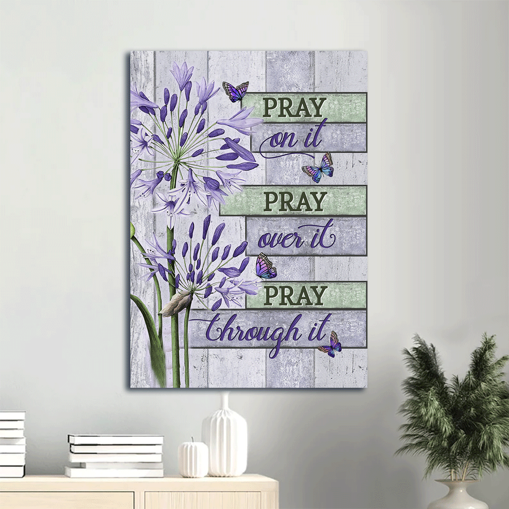 Jesus Portrait Canvas- Agapanthus Africanus, Purple Butterfly Portrait Canvas- Gift For Christmas- Pray On It