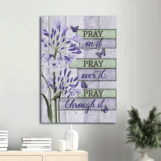 Jesus Portrait Canvas- Agapanthus Africanus, Purple Butterfly Portrait Canvas- Gift For Christmas- Pray On It