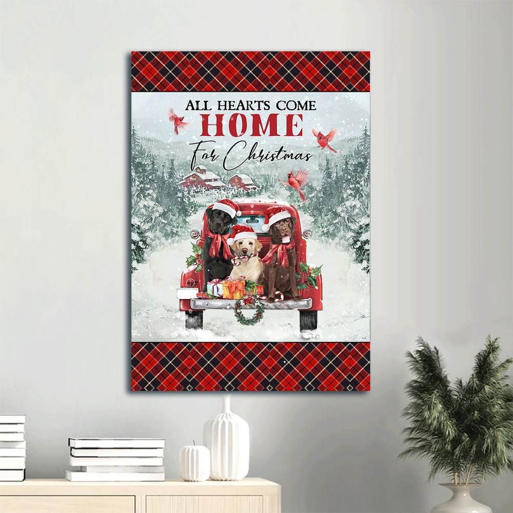 Labrador, Cardinal Christmas Portrait Canvas Prints, Christian Wall Art - All Hearts Come Home For Christmas Portrait Canvas Prints