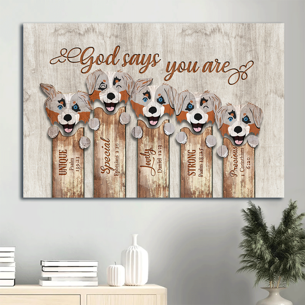Jesus Landscape Canvas- Amazing Australian Shepherd Landscape Canvas- Gift For Christian- God Says You Are