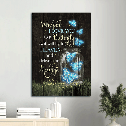 Jesus Portrait Canvas- Amazing butterfly, Firefly drawing Portrait Canvas- Gift For Christian- Whisper I love you to a butterfly