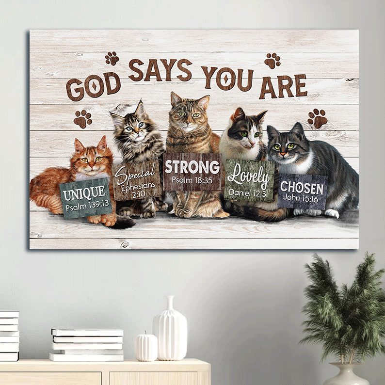 Jesus Landscape Canvas- Amazing Cat Landscape Canvas- Gift For Christian, Gift For Cat Lover- God Says You Are