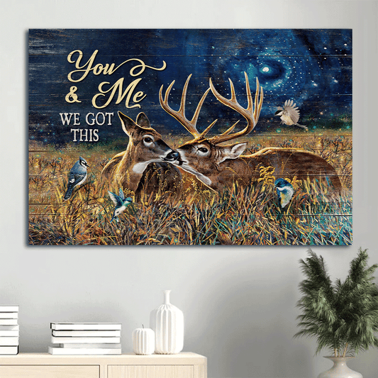 Jesus Landscape Canvas - Amazing deer painting, Lovely hummingbird Landscape Canvas - Gift For Religious Christian - You & Me We Got This