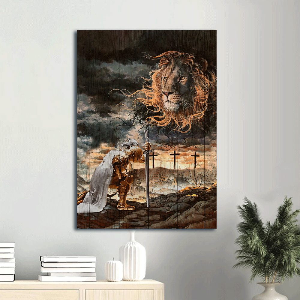 Jesus Christ Landscape Canvas, Christian Wall Art - Amazing lion face Landscape Canvas, Warrior Jesus painting, Lion of Judah Canvas Prints