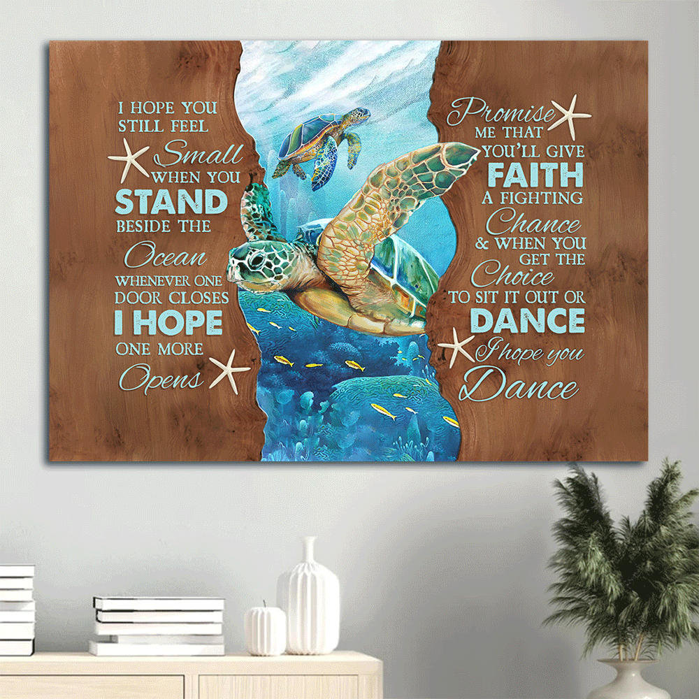Family Landscape Canvas - Amazing sea turtle, Ocean view Landscape Canvas - Memorial Gift For Family Members - I hope you still feel small
