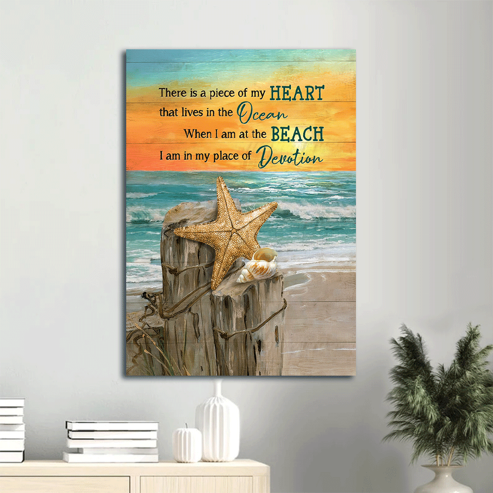 Jesus Portrait Canvas - Amazing starfish, Blue ocean, Orange sunset Portrait Canvas - Gift For Christian - There is a piece of my heart