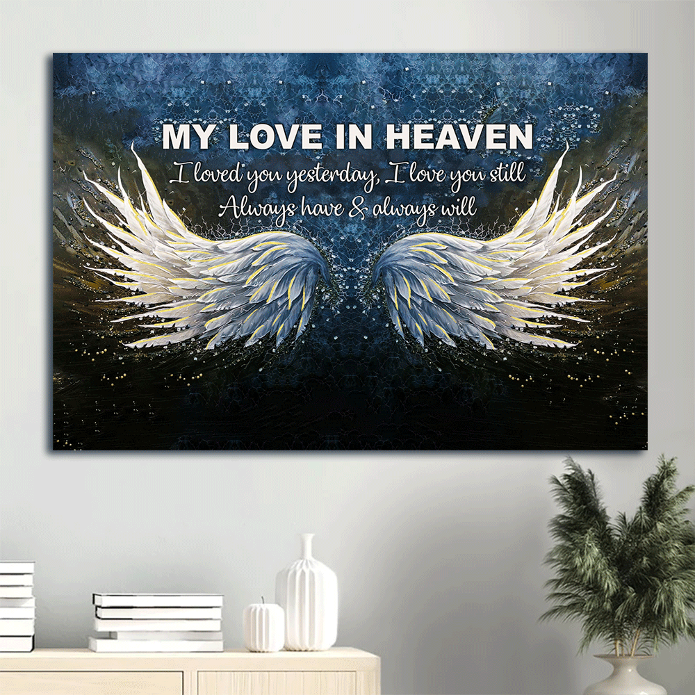 Memorial Landscape Canvas - Angel wings, Galaxy painting Landscape Canvas - Memorial Gift For Family Members - I love you still always have and always will