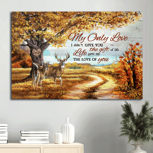 Couple Landscape Canvas - Autumn forest, Deer painting Landscape Canvas - Gift For Couple, Spouse, Lover - Life gave me the love of you