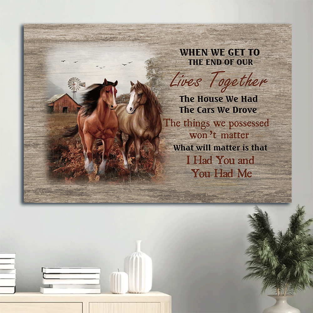 Family Landscape Canvas - Beautiful horse, Countryside painting, Windmill canvas- Gift for Christian- I had you and you had me