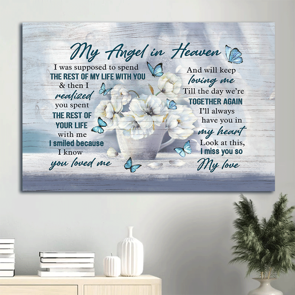 Heaven Landscape Canvas - Beautiful white flower, Till the day we're together again Landscape Canvas - Memorial Gift For Family Members - My Angle In Heaven