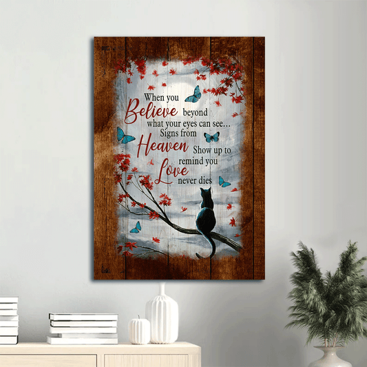Black cat Portrait Canvas- Black cat, Butterfly- Gift for Cat lover- Love never dies - Heaven Portrait Canvas Prints, Wall Art