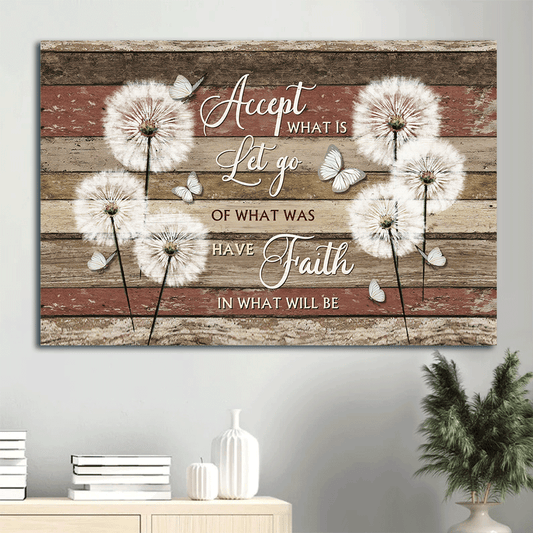 Jesus Landscape Canvas- Brilliant dandelion field, White butterfly canvas- Gift for Christian-  Accept what is let go - Landscape Canvas Prints, Christian Wall Art