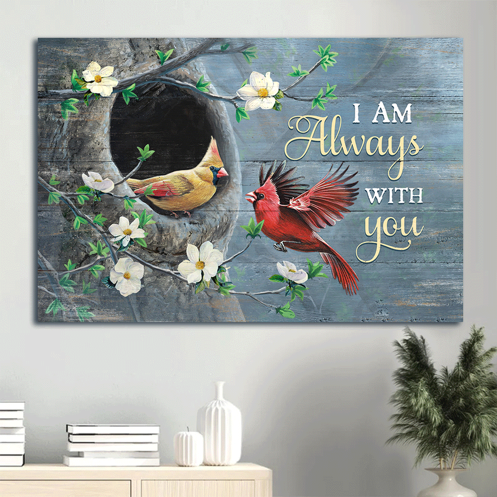 Heaven Landscape Canvas - Cardinal Painting, Beautiful Japanese Anemone Landscape Canvas - Memorial Gift For Family Members - I Am Always With You