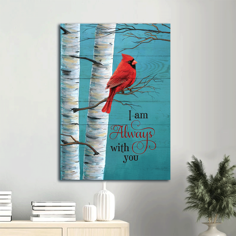 Heaven Portrait Canvas - Cardinal Painting, Blue Background, Oldest Tree Portrait Canvas - Memorial Gift For Family Members - I Am Always With You