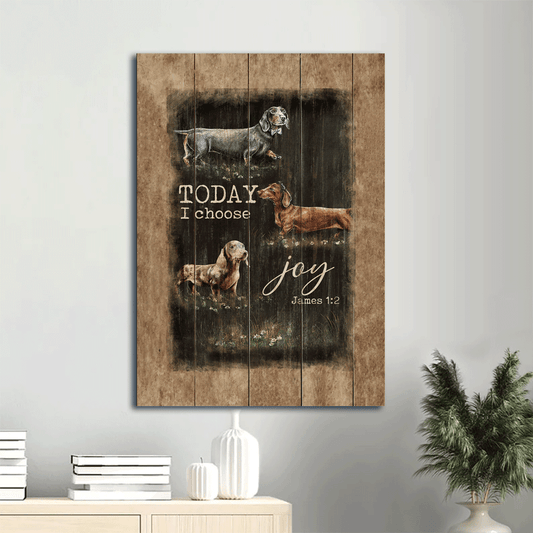 Dachshund Portrait Canvas- White daisy, Flower field, Dog Portrait Canvas- Gift for Dachshund lover-Today I choose joy