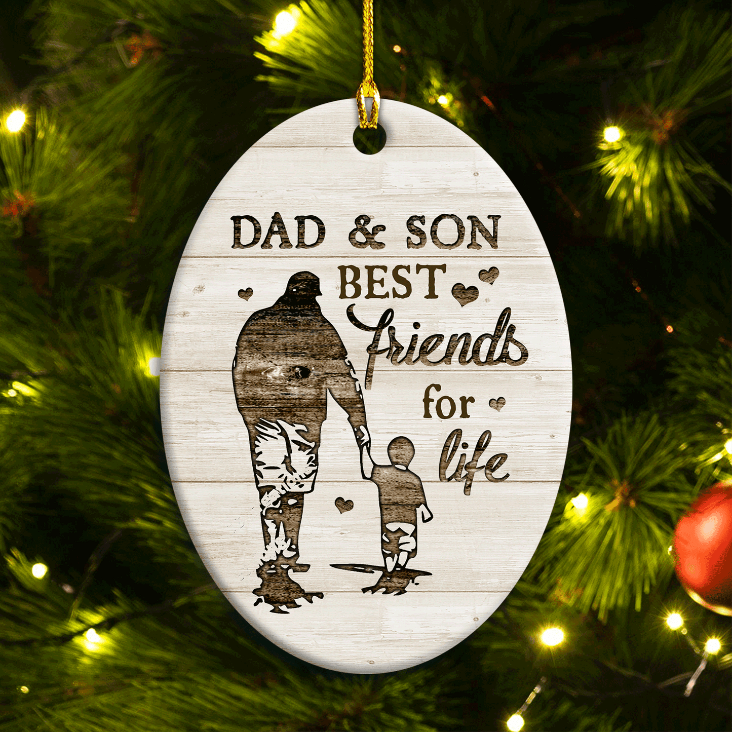 Family Oval Ceramic Ornament- Dad To Son- Gift For Son- Best Friends For Life