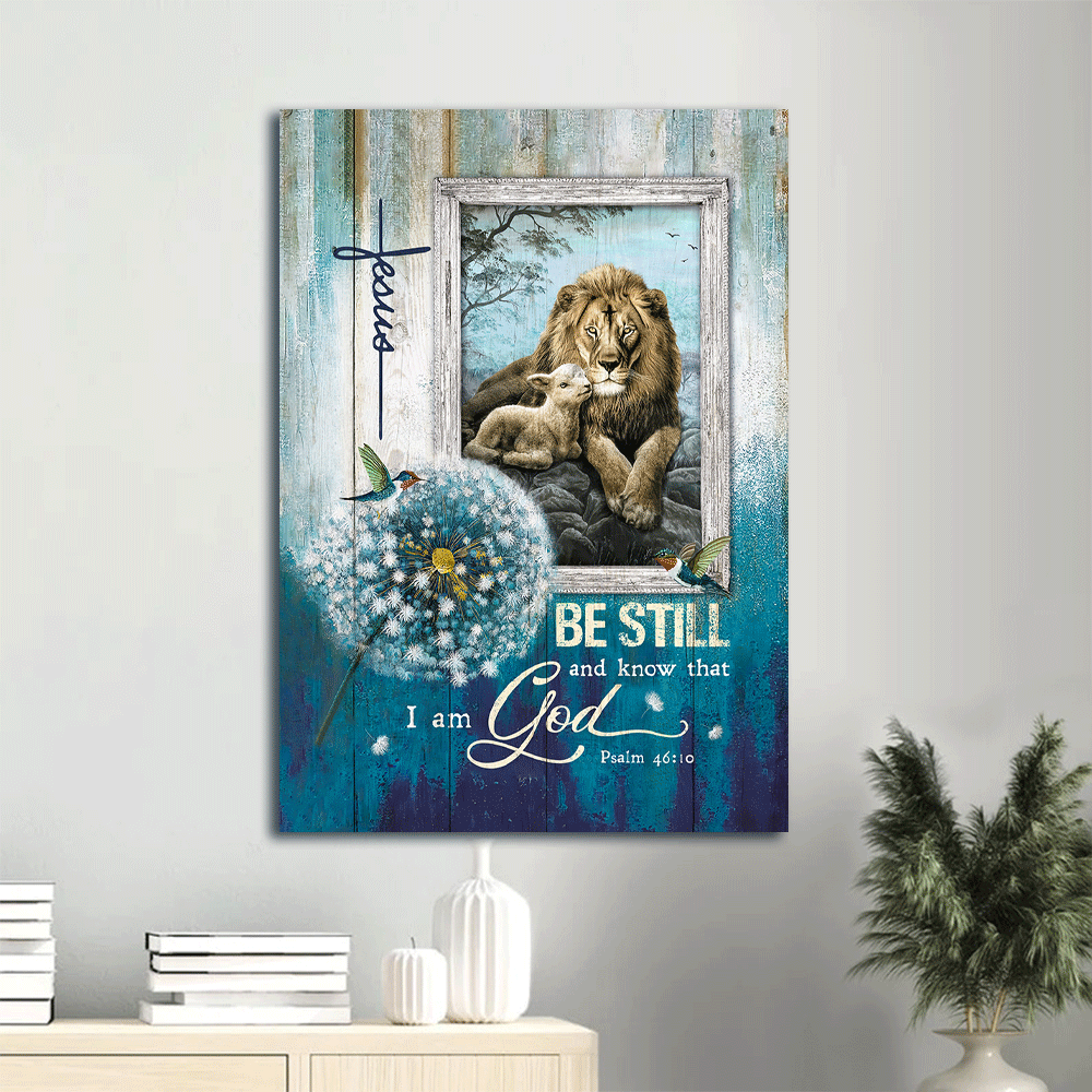 Jesus Portrait Canvas- Dandelion, Lion of Judah, Lamb of God canvas-Gift for Christian- Be still and know that I am God
