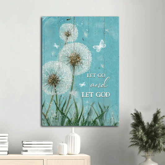 Jesus Portrait Canvas- Dandelion painting, White butterfly canvas- Gift for Christian- Let go and let God