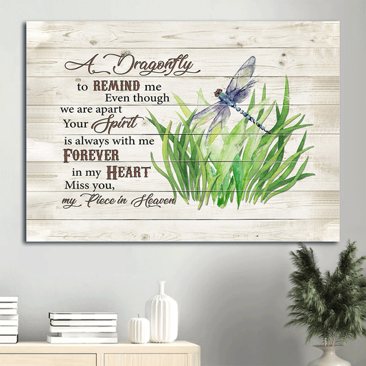 Memorial Landscape Canvas- Dragonfly, Grass canvas- Gift for members family- A dragonfly to remind me your spirit is always with me