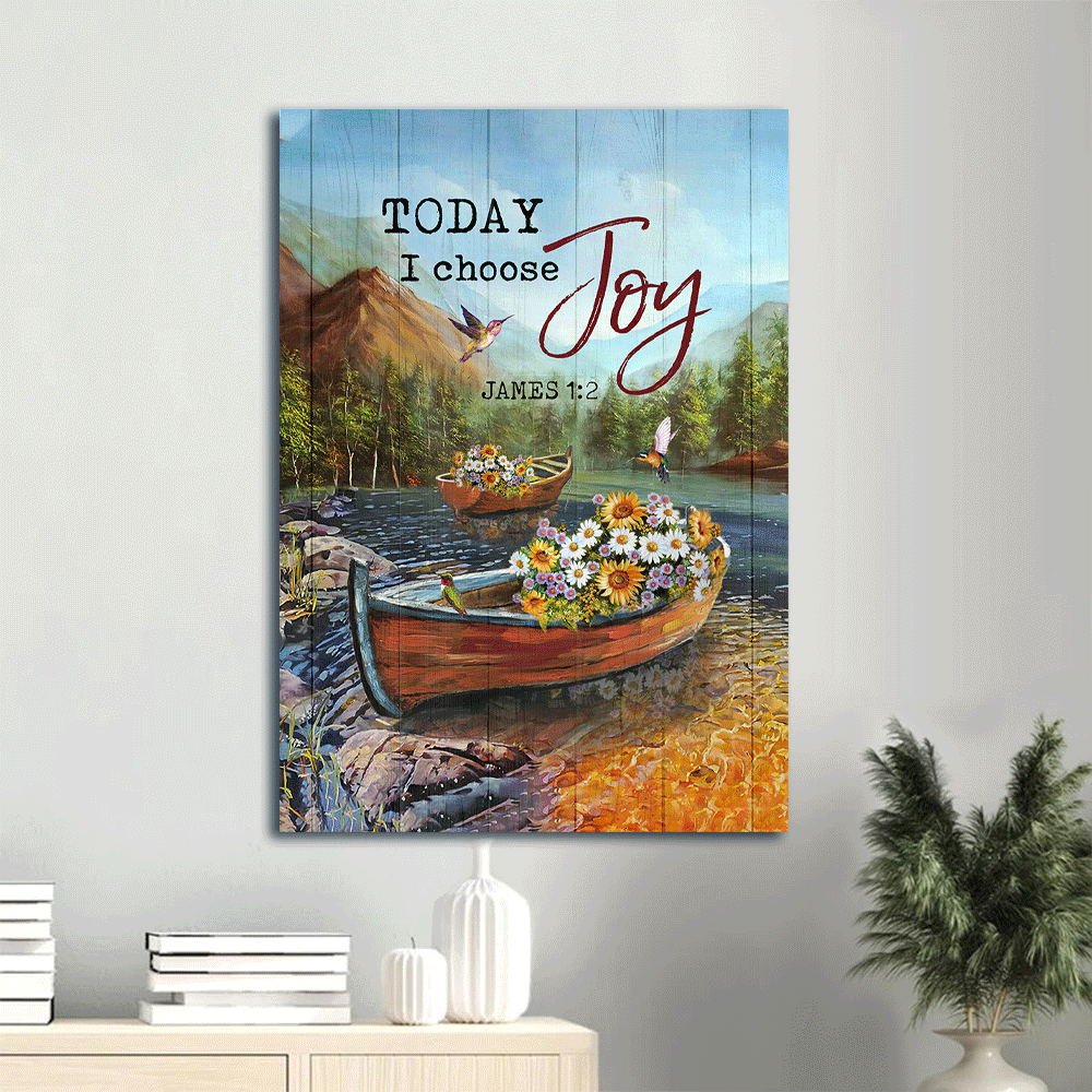 Jesus Portrait Canvas- Fishing boat, Flower painting, Hummingbird canvas- Gift for Christian-Today I choose joy- Portrait Canvas Prints, Christian Wall Art