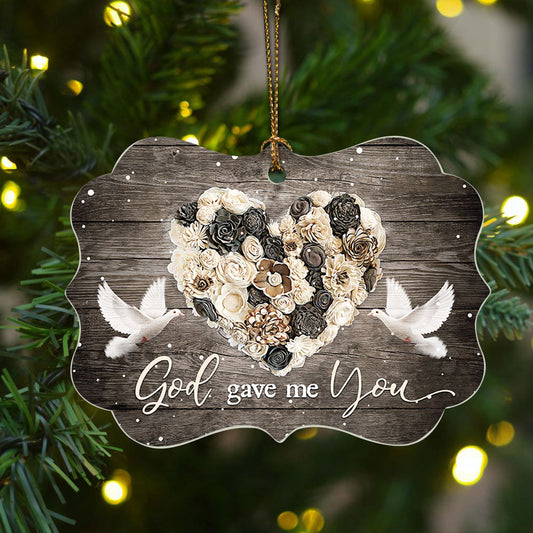 Jesus Benelux Aluminum Ornament- Floral Heart, Dove - Christian Gift - God Gave Me You