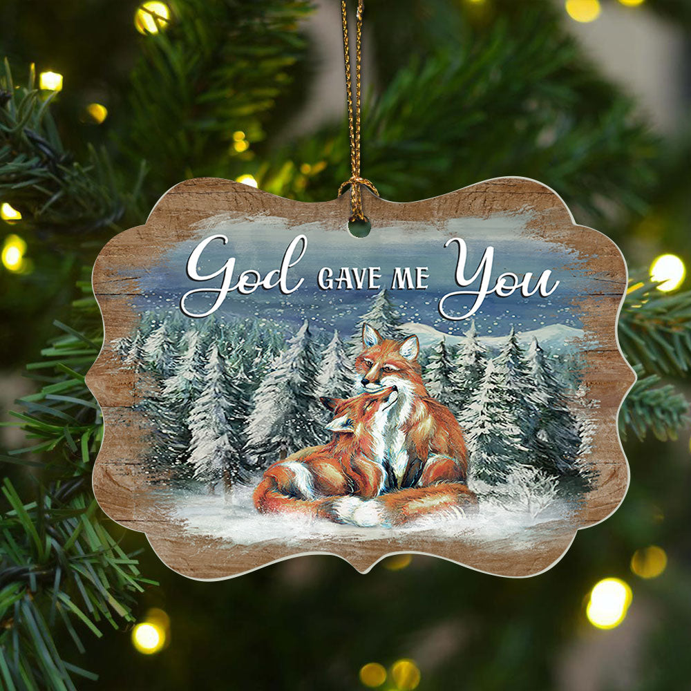 Jesus Benelux Aluminum Ornament- Fox Drawing, Winter Season - Christian Gift - God Gave Me You
