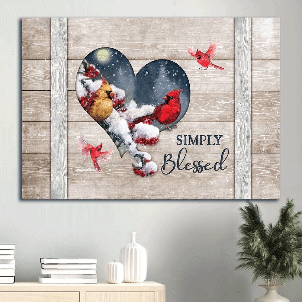 Memorial Landscape Canvas- Frozen cranberry, Cardinal drawing, Beautiful night, Simply blessed canvas- Gift for members family - Heaven Landscape Canvas Prints, Wall Art