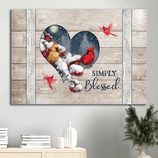 Memorial Landscape Canvas- Frozen cranberry, Cardinal drawing, Beautiful night, Simply blessed canvas- Gift for members family - Heaven Landscape Canvas Prints, Wall Art
