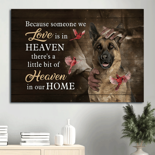 Memorial Landscape Canvas- German Shepherd dog, Northern cardinal- Gift for members family- There's a little bit of heaven in our home - Heaven Landscape Canvas Prints, Wall Art