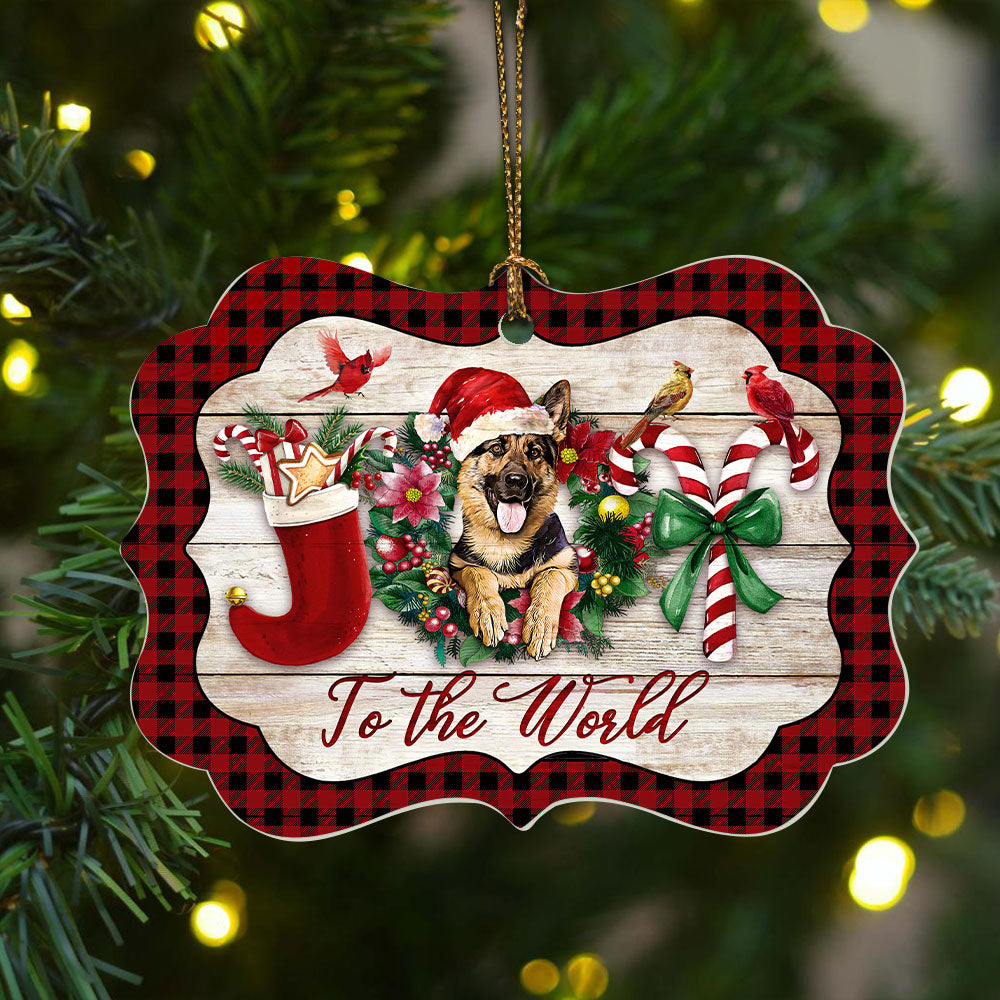 German Shepherd Benelux Aluminum Ornament - Christian Gift For Dog Lovers - Joy To The World
