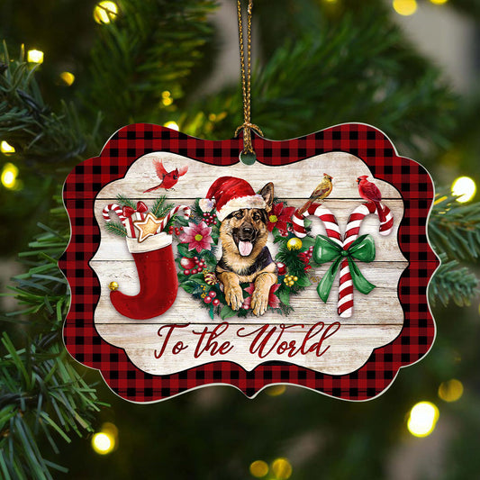 German Shepherd Benelux Aluminum Ornament - Christian Gift For Dog Lovers - Joy To The World