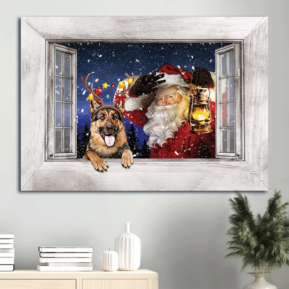 German Shepherd Landscape Canvas- German Shepherd, Santa Clause, Christmas gift, Merry Christmas canvas- Gift for dog lover - Dog Landscape Canvas Prints, Wall Art