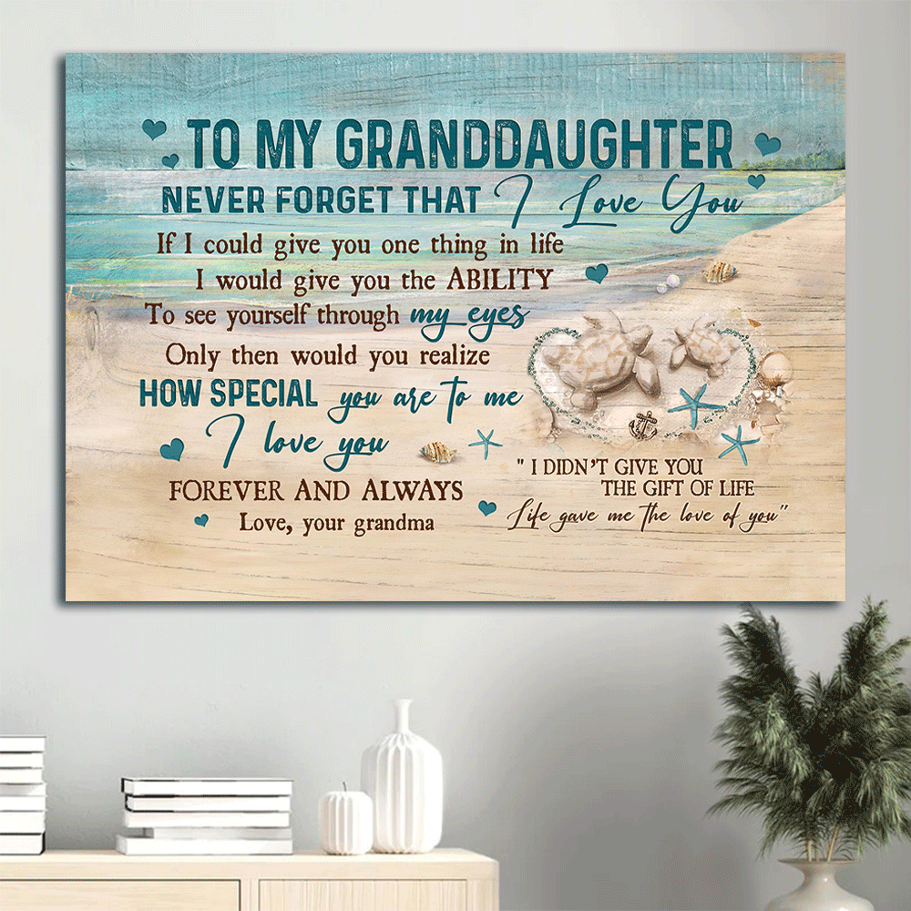Gift for granddaughter- Grandma to Granddaughter, Sand turtle, Life gave me the love of you - Family Landscape Canvas Prints, Wall Art