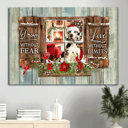 Great Dane Landscape Canvas- Great Dane, Through the window, Christmas- Gift for dog lover- Dream without fear, love without limits - Dog Landscape Canvas Prints , Wall Art