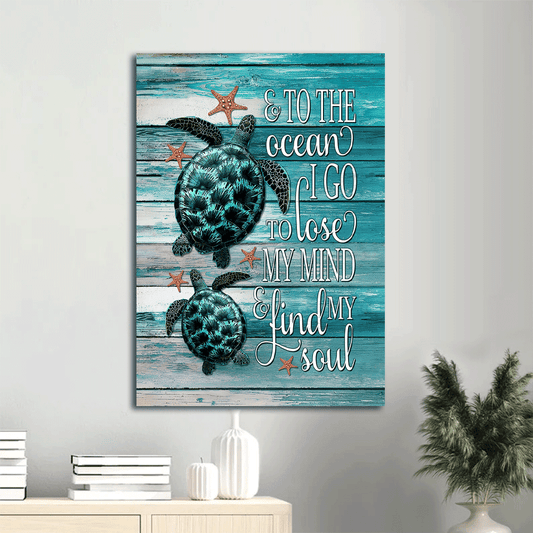 Jesus Portrait Canvas- Great sea turtle, Amazing ocean, Little starfish canvas- Gift for Christian-To the ocean I go - Portrait Canvas Prints, Christian Wall Art