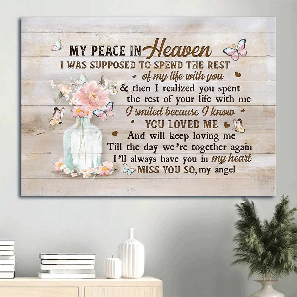 Memorial Landscape Canvas- Flower in glass vase- Gift for members family- I was supposed to spend the rest of my life with you - Heaven Landscape Canvas Prints, Wall Art