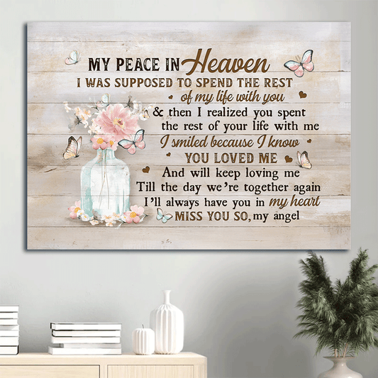 Memorial Landscape Canvas- Flower in glass vase- Gift for members family- I was supposed to spend the rest of my life with you - Heaven Landscape Canvas Prints, Wall Art
