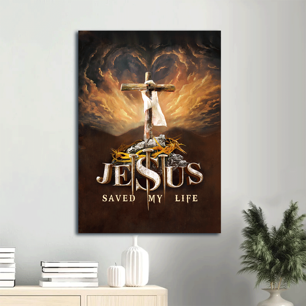 Jesus Portrait Canvas- Heaven's light, The wooden cross- Gift for Christian- Jesus saved my life - Portrait Canvas Prints, Christian Wall Art