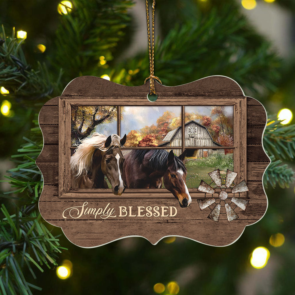 Jesus Benelux Aluminum Ornament - Horse Drawing, Autumn Forest, Windmill, Green Meadow - Christian Gift - Simply Blessed