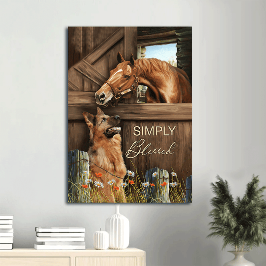 Jesus Portrait Canvas- Horse painting, German Shepherd, In the stable, Simply blessed canvas- Gift for Christian -  Portrait Canvas Prints, Christian Wall Art