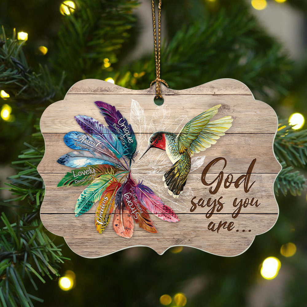 Jesus Benelux Aluminum Ornament - Hummingbird, Colorful Feathers - Christian Gift - God Says You Are Unique