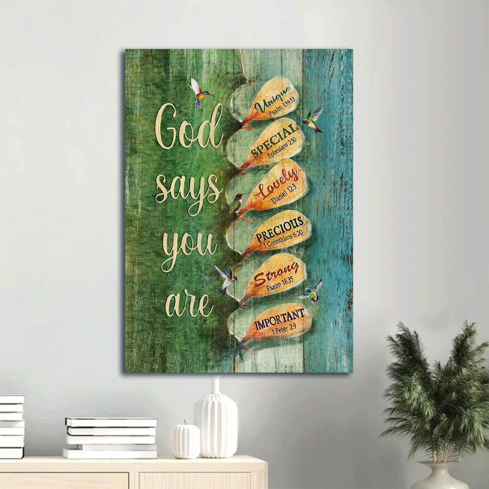 Jesus Portrait Canvas- Hummingbirds, Cactus, God say you are canvas- Gift for Christian - Portrait Canvas Prints, Wall Art