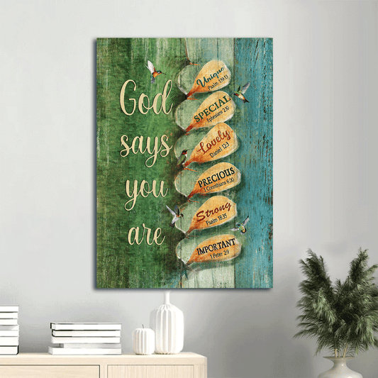 Jesus Portrait Canvas- Hummingbirds, Cactus, God say you are canvas- Gift for Christian - Portrait Canvas Prints, Wall Art
