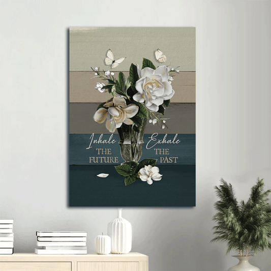 Jesus Portrait Canvas- Jasmine flower, Still life painting, White butterfly canvas- Gift for Christian- Inhale the future, Exhale the past - Portrait Canvas Prints, Christian Wall Art