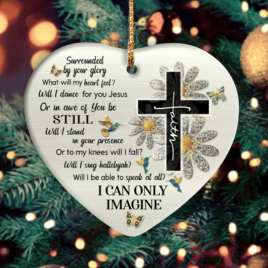 Jesus -  Jesus Heart Ceramic Ornament- Black Cross, Golden Flower, Butterfly, Hummingbird - I Can Only Imagine - Christian Gift, Gifts For Christmas Decoration, Gifts For Bible Verse Lover