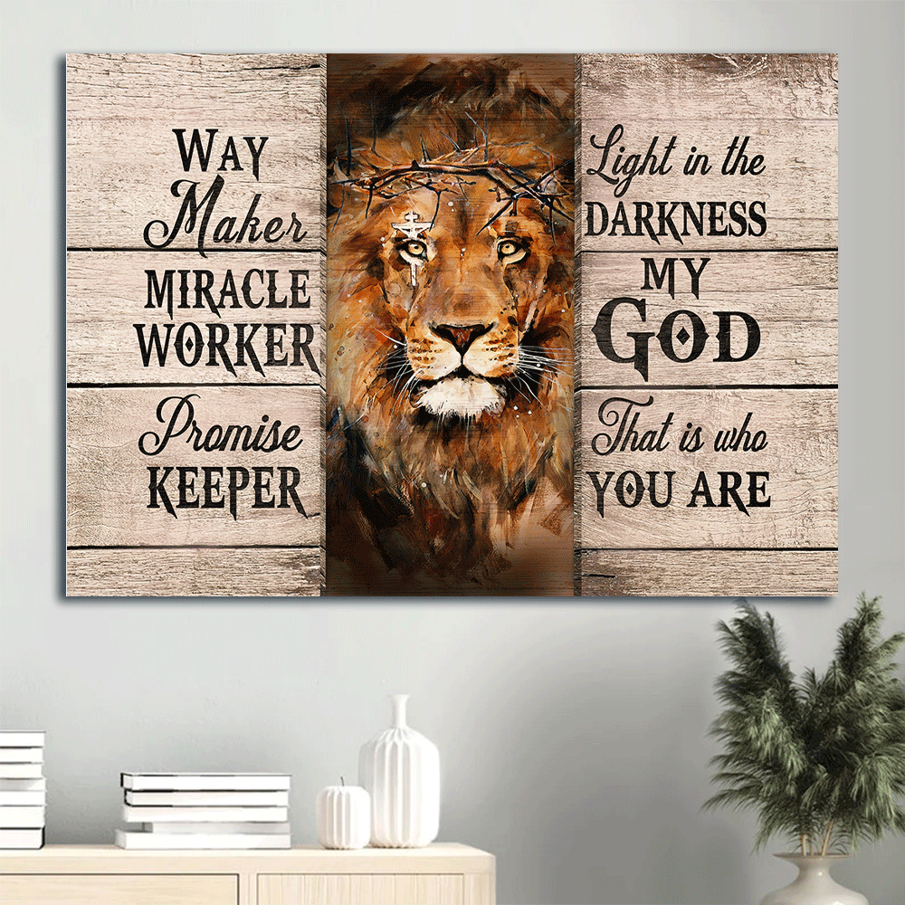 Jesus Landscape Canvas- Lion king painting, Cross symbol canvas- Gift for Christian- Way maker, miracle worker - Landscape Canvas Prints, Wall Art