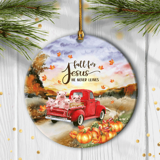 Jesus And The Pigs - Ceramic Circle Ornament - Jesus, God, Faith Painting - Gift for Religious Christian