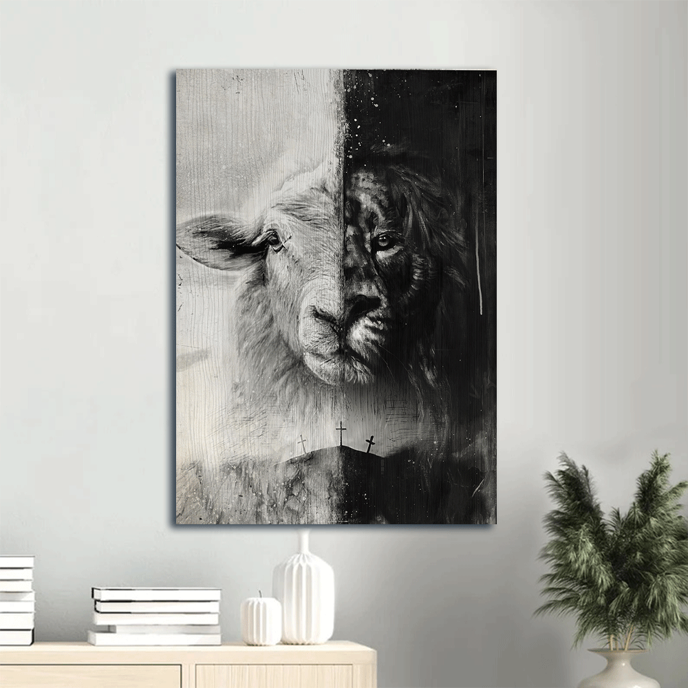 Jesus Portrait Canvas- Lion of Judah, Lamb of God- Gift for Christian - The incredible combination - Portrait Canvas Prints, Wall Art