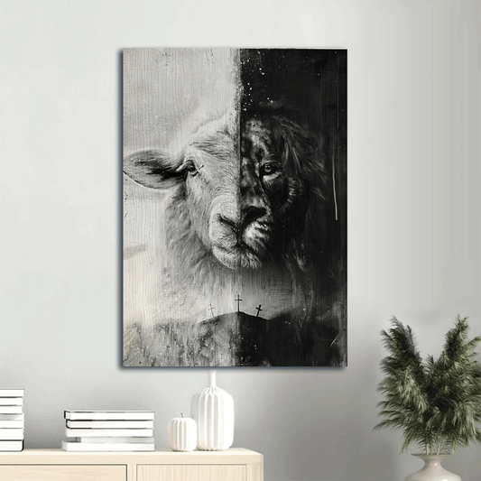 Jesus Portrait Canvas- Lion of Judah, Lamb of God- Gift for Christian - The incredible combination - Portrait Canvas Prints, Wall Art