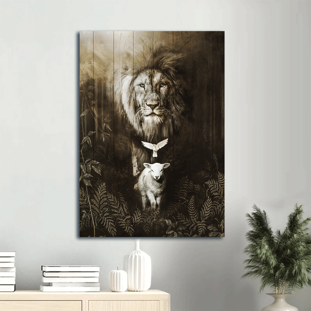 Jesus Portrait Canvas- Lion of Judah, Lamb of God, Dove - Portrait Canvas Prints, Wall Art